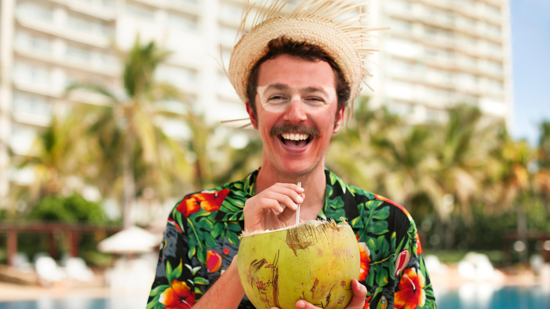 Tourist with coconut